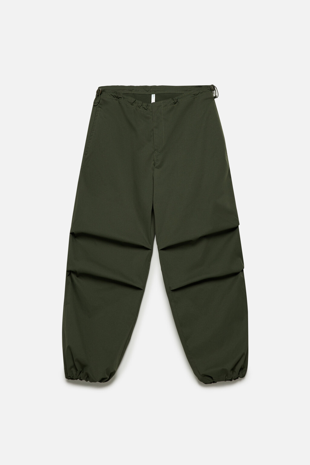 Брюки-парашюты с утяжками и драпировкой - цвет зеленый - 10