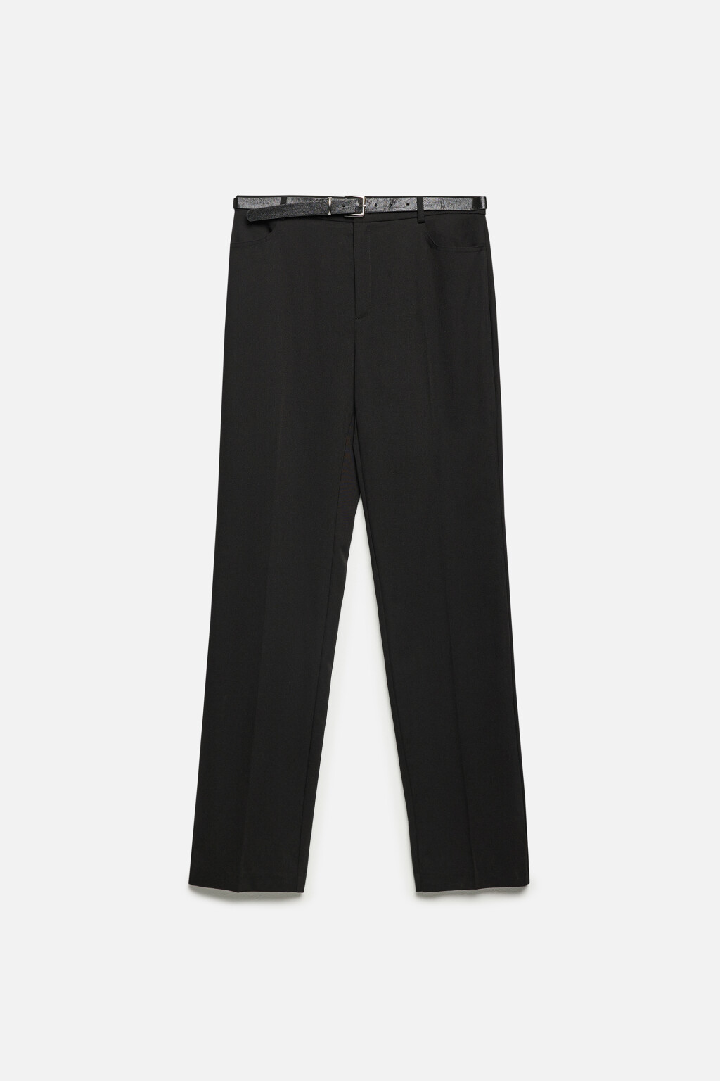 Брюки костюмные зауженные с ремнем - цвет черный - 8