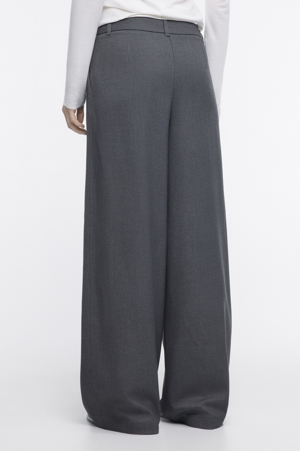 Брюки широкие со средней посадкой - цвет серый - 4