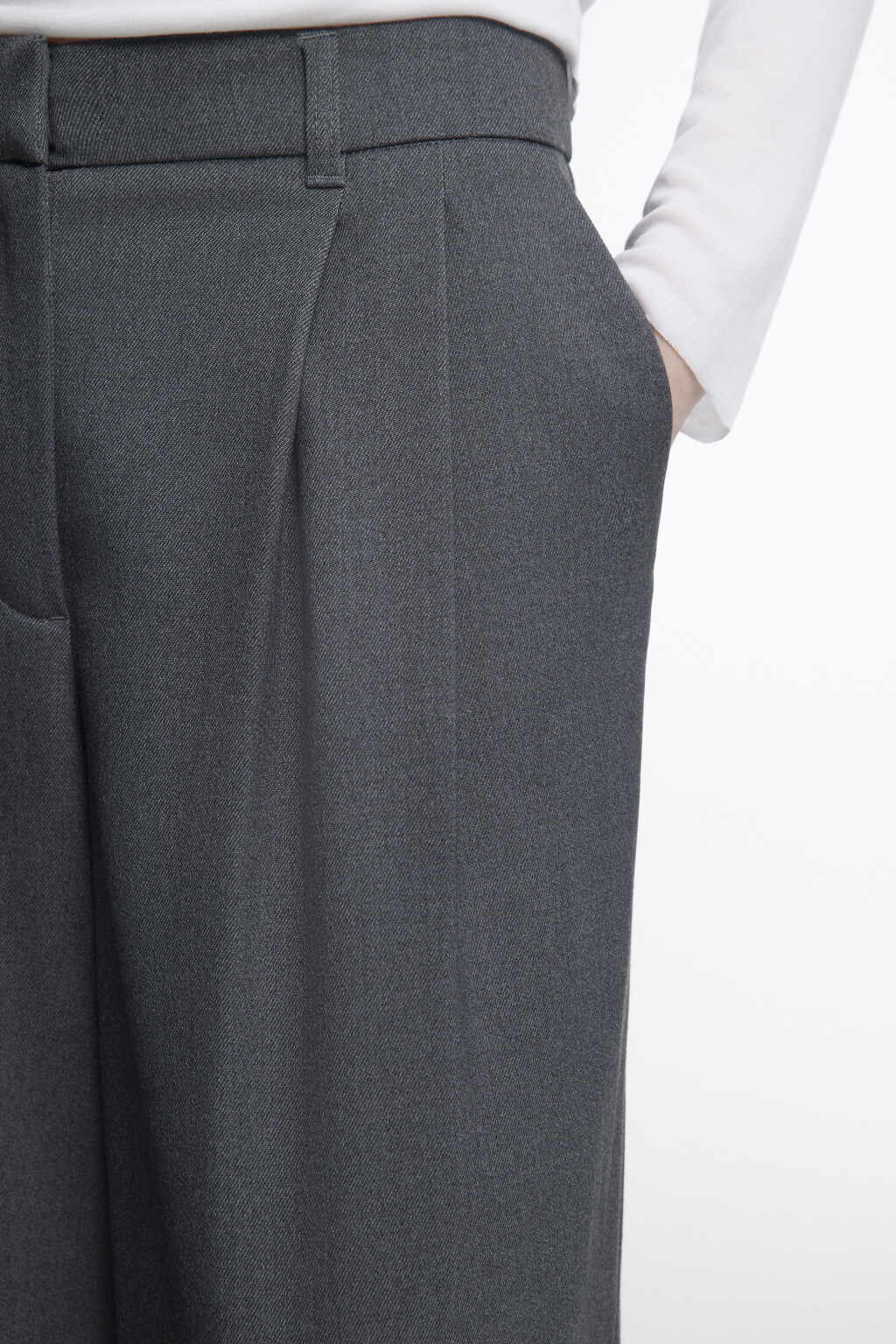 Брюки широкие со средней посадкой - цвет серый - 7