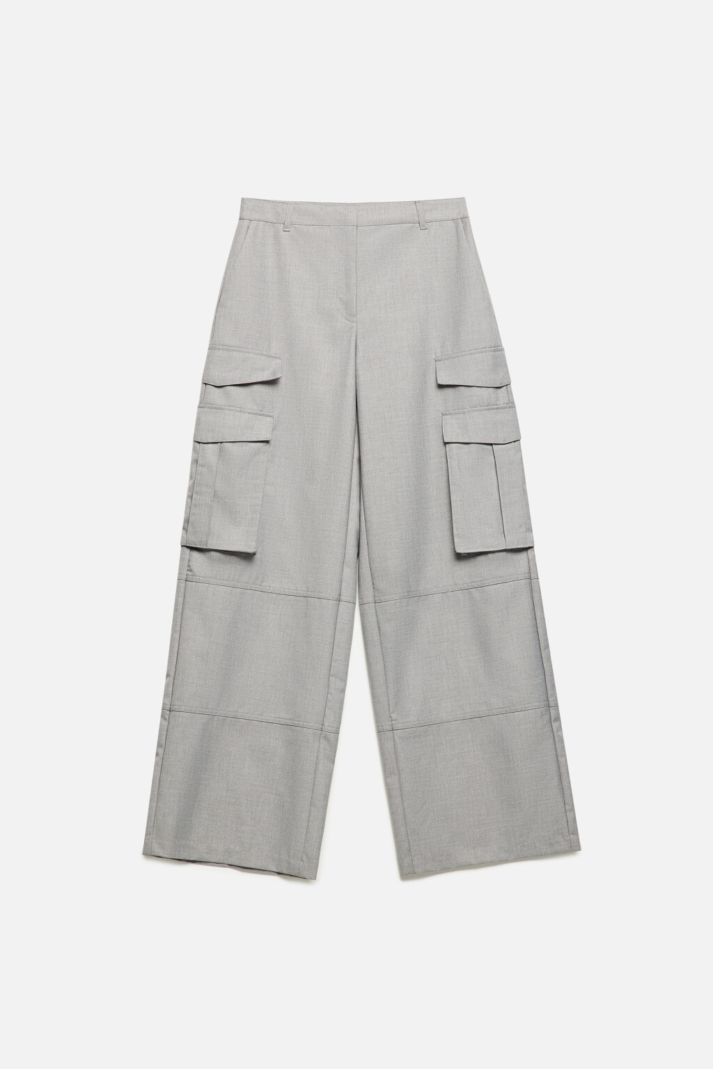 Брюки широкие костюмные с карманами карго - цвет серый - 8
