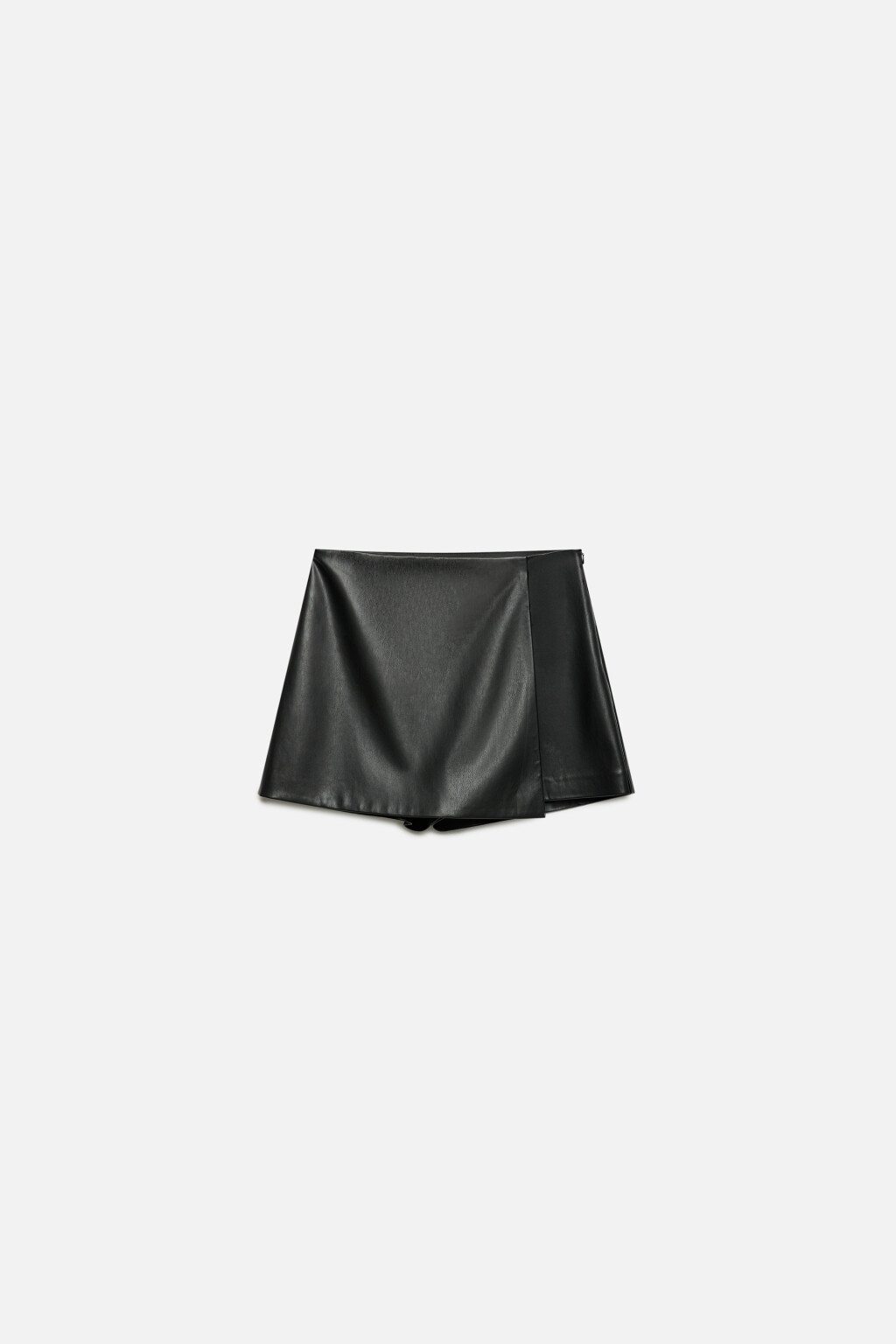 Юбка-шорты из искусственной кожи - цвет черный - 7