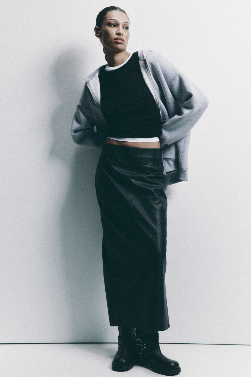 Юбка макси прямая с разрезом - цвет черный - 6