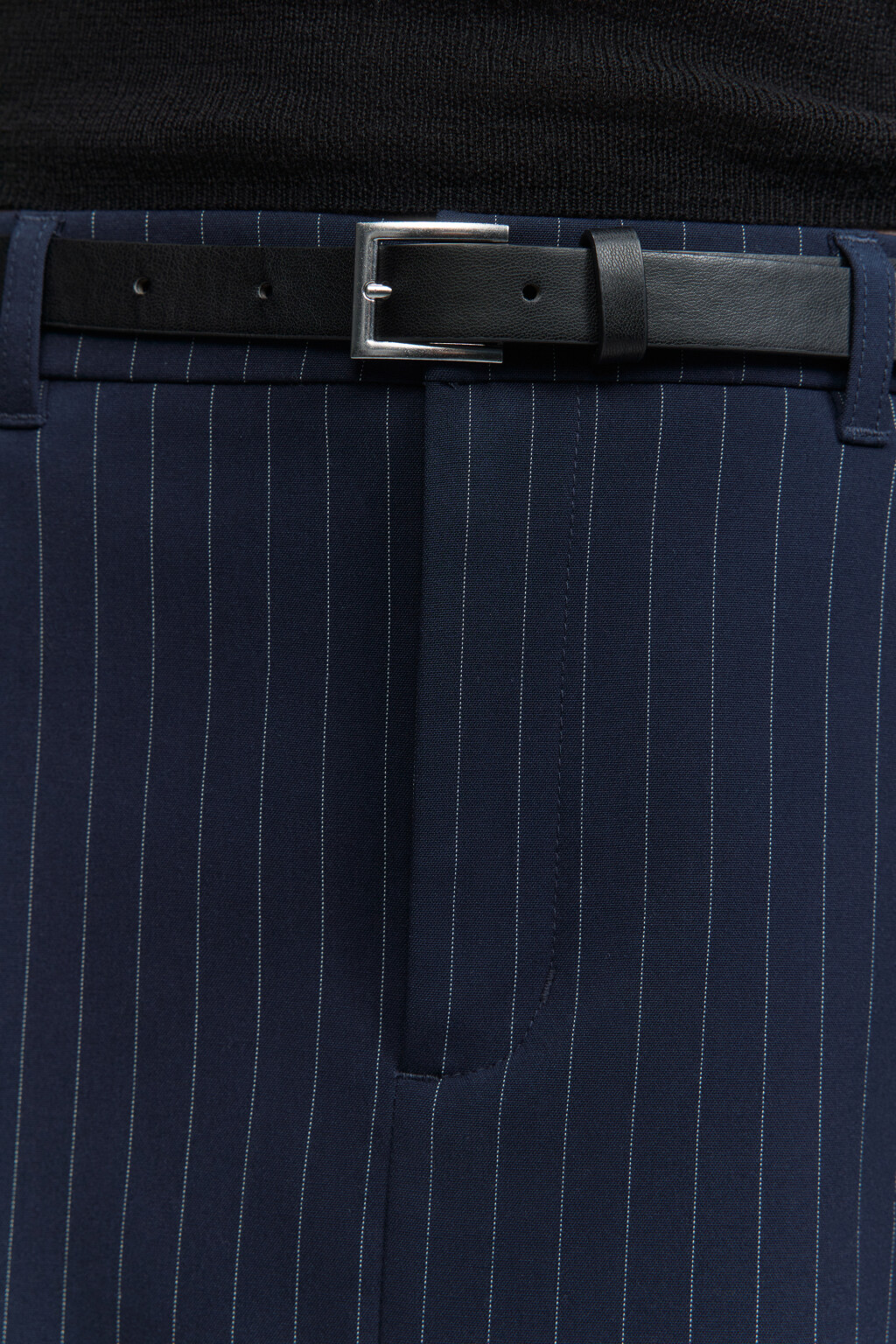 Юбка-карандаш миди с разрезом и ремнем - цвет синий - 6