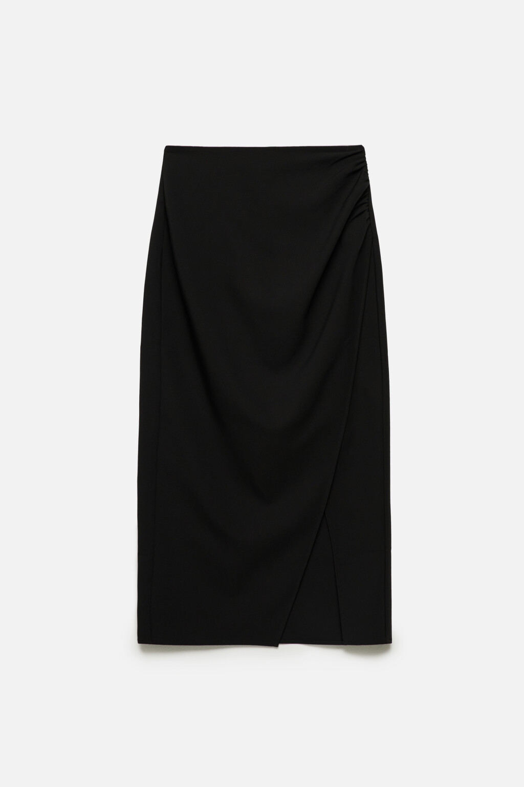 Юбка-карандаш миди с разрезом и драпировкой - цвет черный - 7