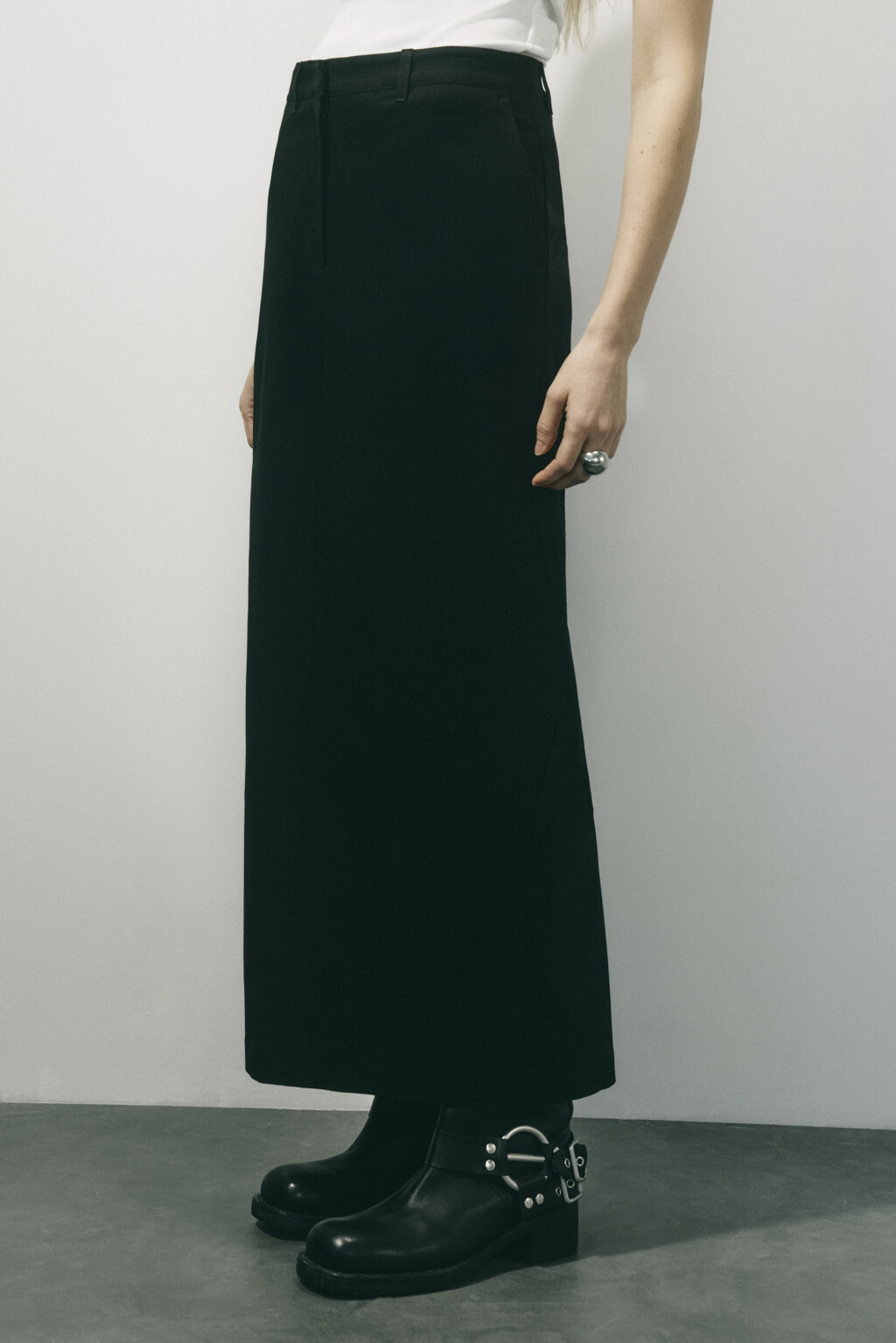 Юбка макси прямая костюмная - цвет черный - 2