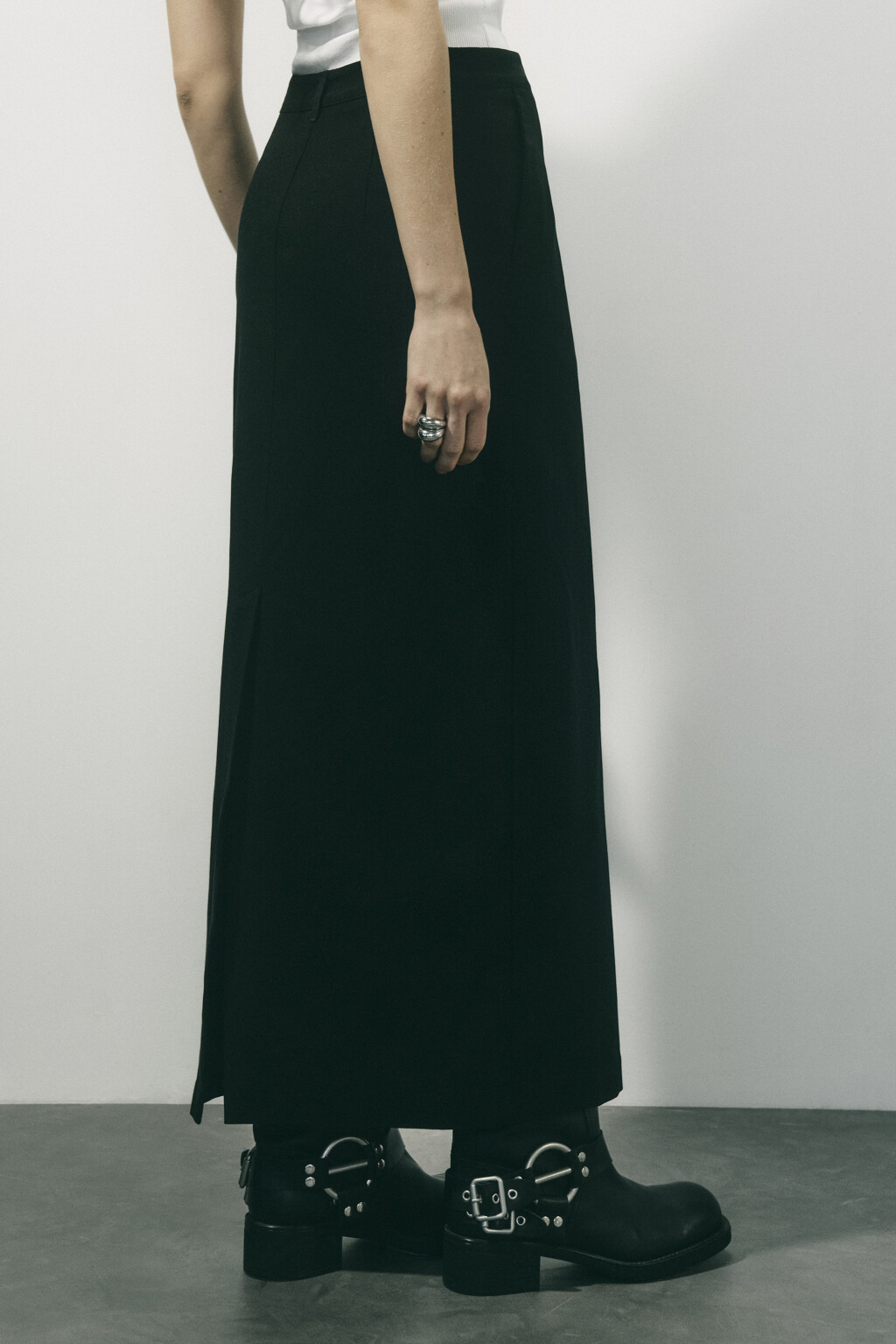 Юбка макси прямая костюмная - цвет черный - 3