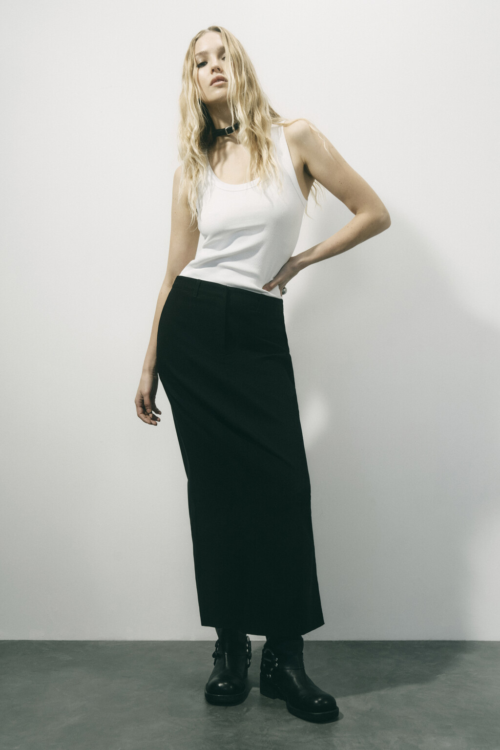 Юбка макси прямая костюмная - цвет черный - 4