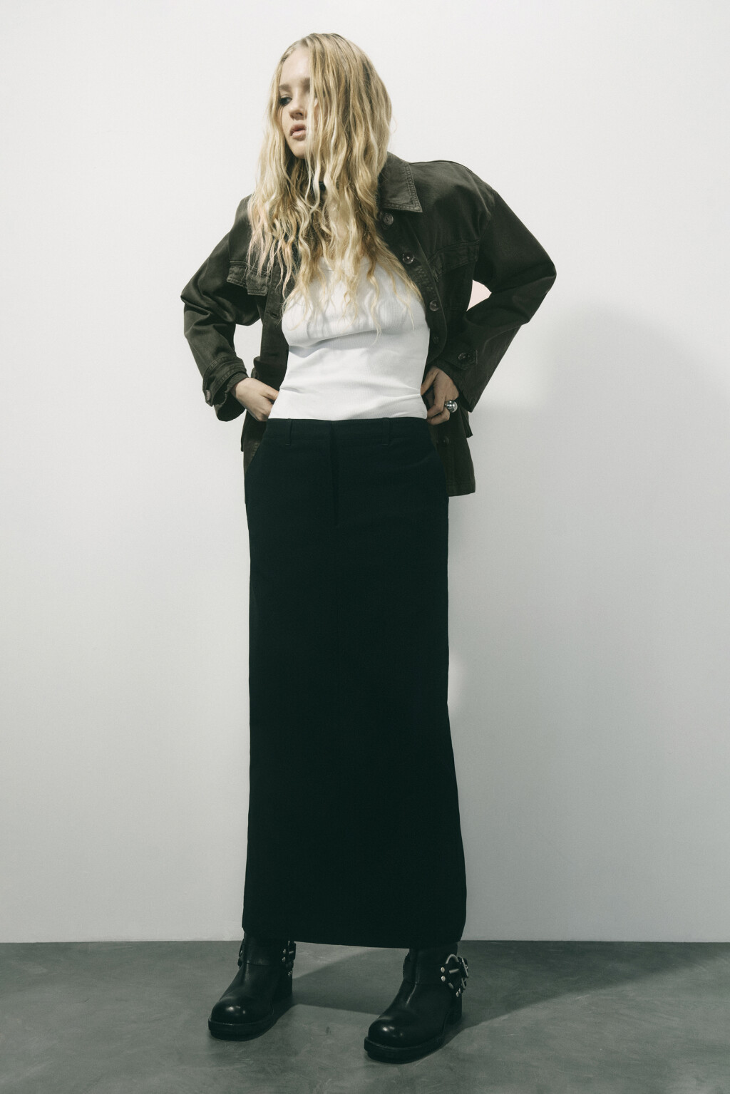 Юбка макси прямая костюмная - цвет черный - 8