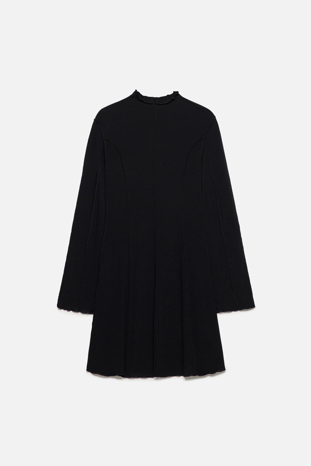 Платье мини с волнистыми краями и рельефами - цвет черный - 9