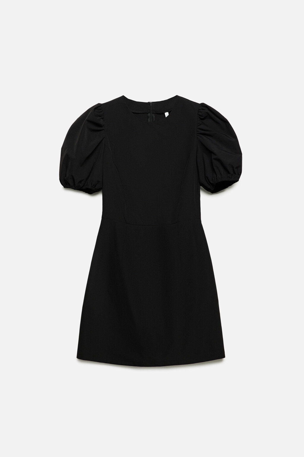 Платье мини с пышными рукавами - цвет черный - 11