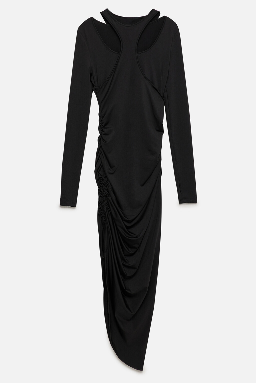 Платье макси облегающее с драпировкой - цвет черный - 9