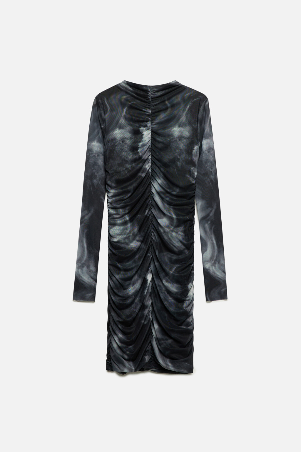 Платье-водолазка сетчатое с драпировками - цвет черный - 9