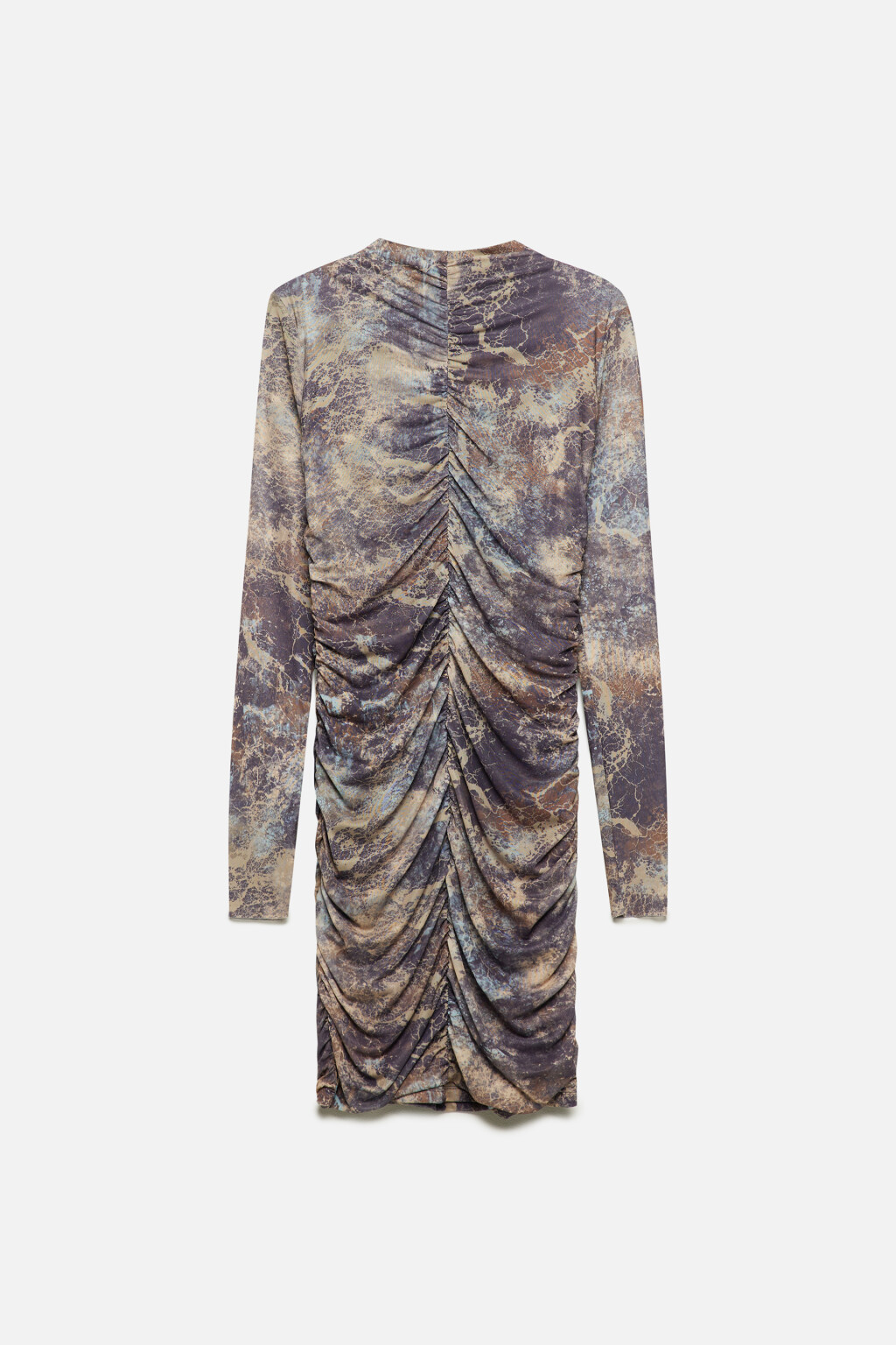 Платье-водолазка сетчатое с драпировками - цвет бежевый - 9