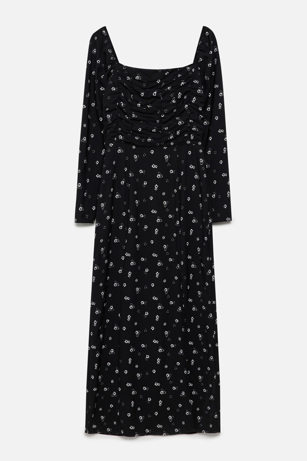 Платье миди приталенное с разрезом - цвет черный - 7