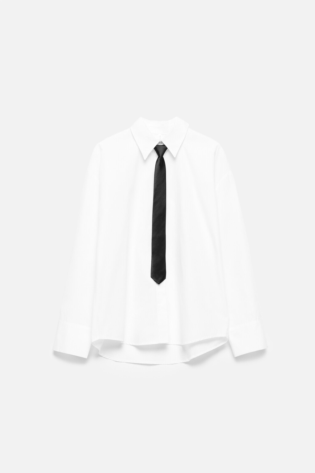 Блузка-рубашка oversize с галстуком - цвет белый - 9