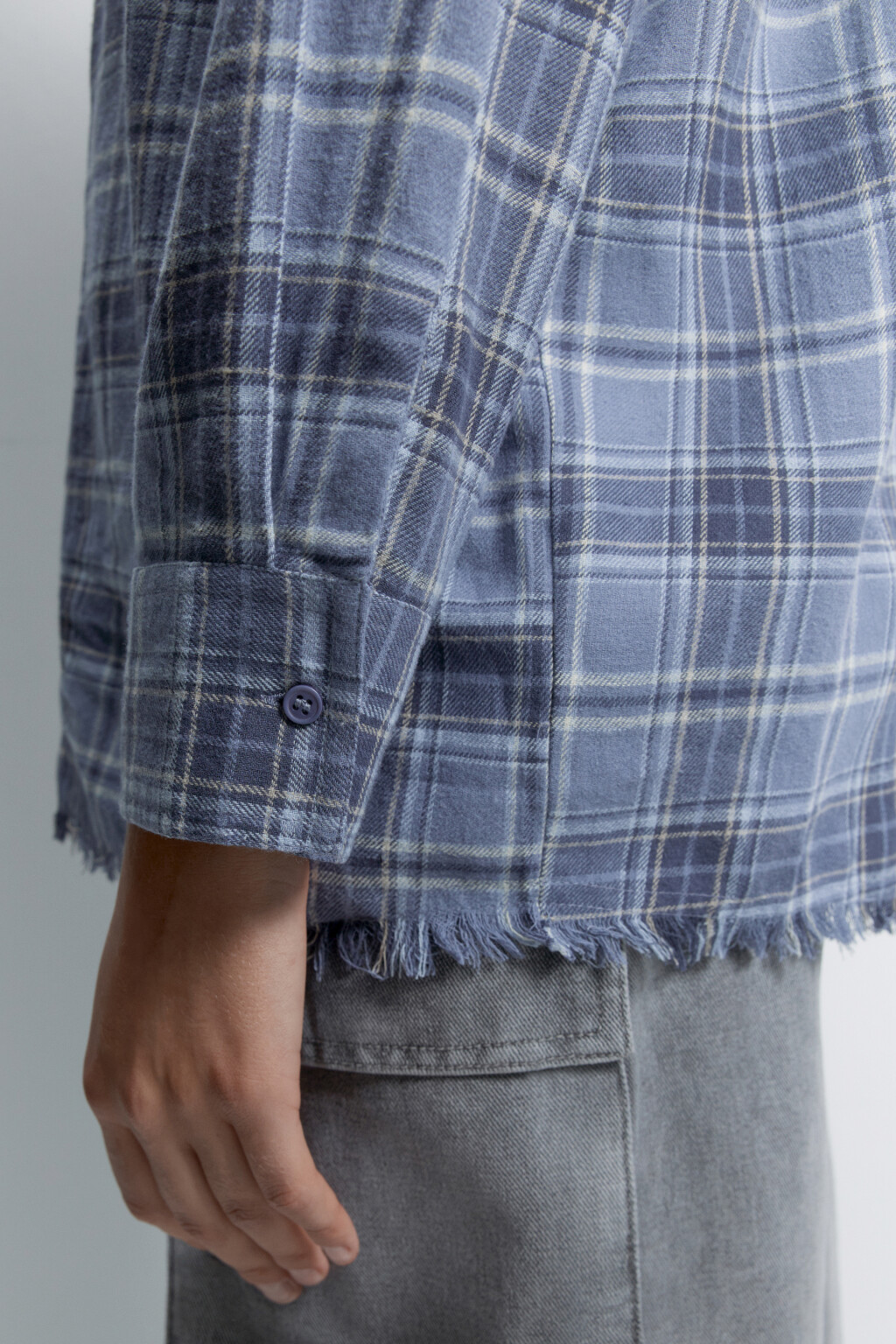 Рубашка oversize хлопковая в клетку - цвет синий - 8