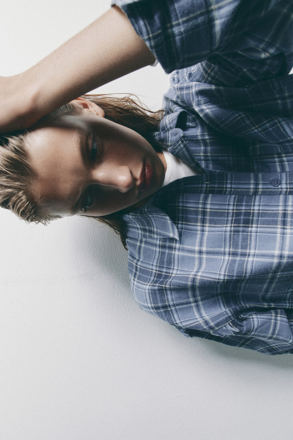 Рубашка oversize хлопковая в клетку - цвет синий - 1