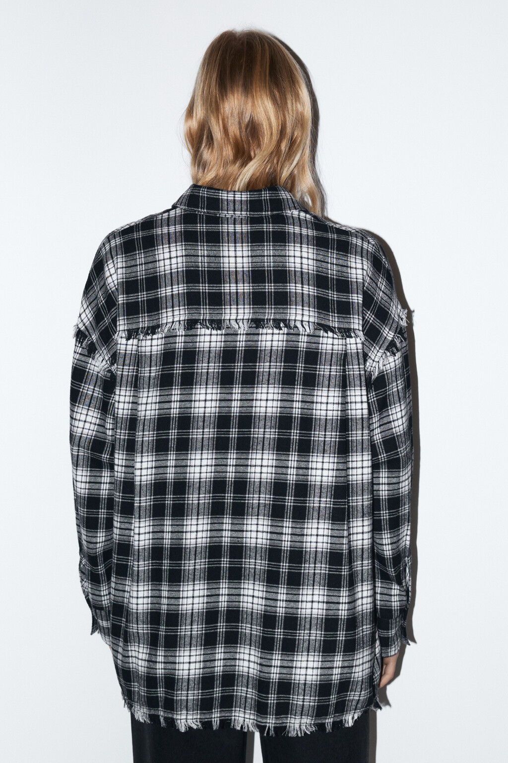 Рубашка oversize хлопковая в клетку - цвет черный - 5