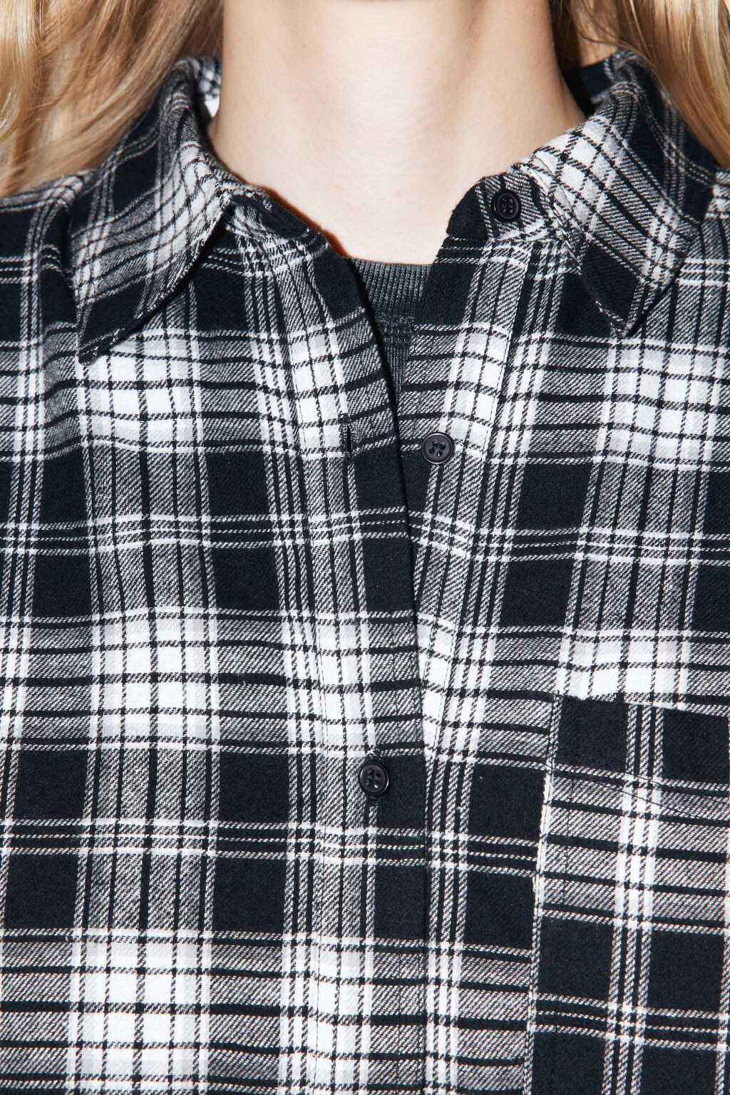 Рубашка oversize хлопковая в клетку - цвет черный - 7