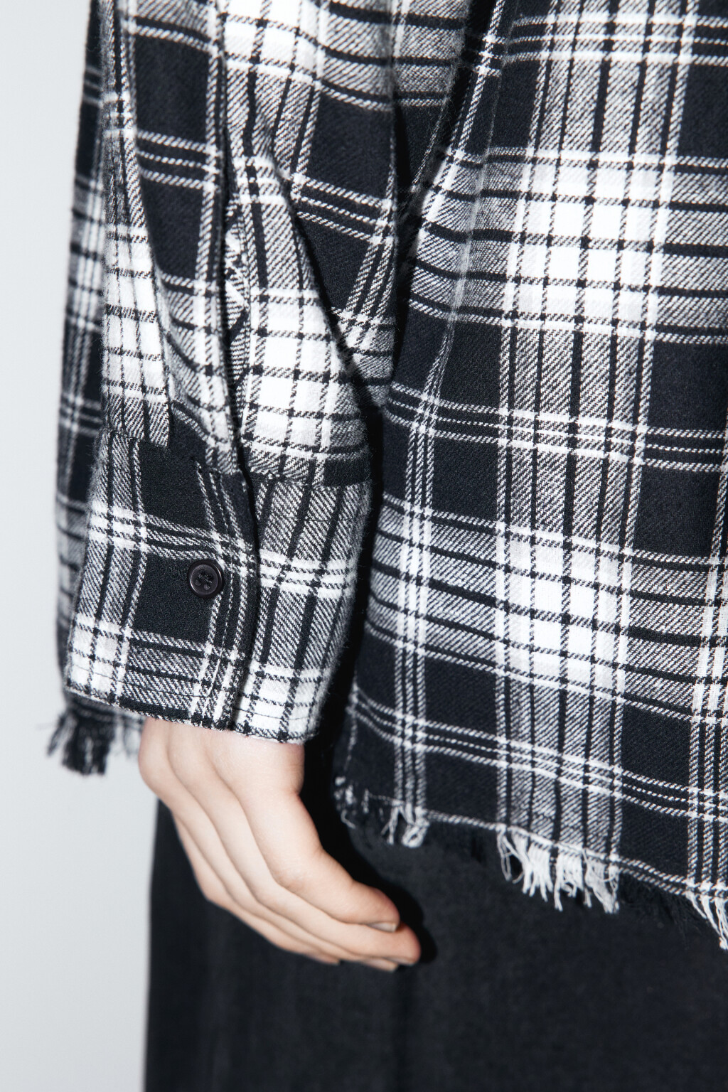Рубашка oversize хлопковая в клетку - цвет черный - 8