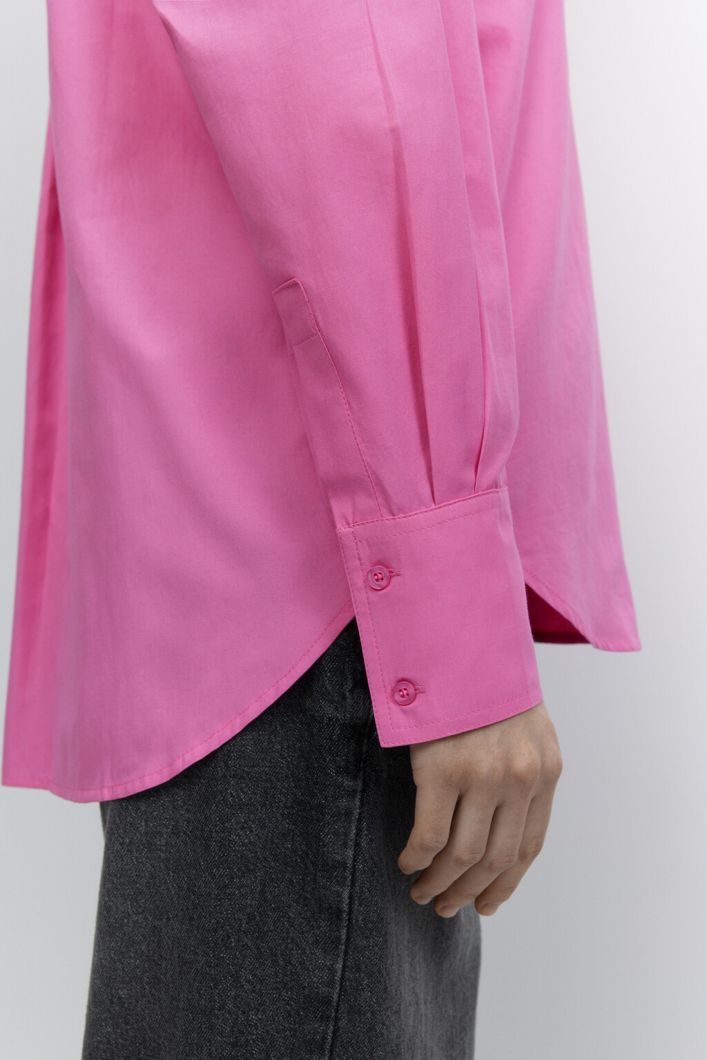 Рубашка oversize с боковыми вырезами - цвет розовый - 8