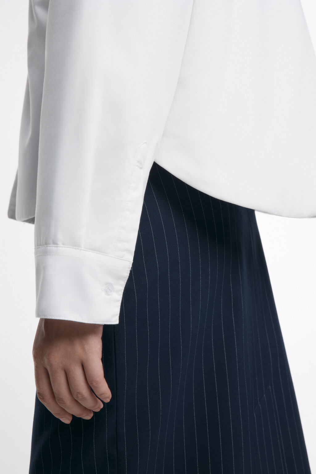 Блузка-рубашка прямая с утеплением - цвет белый - 7