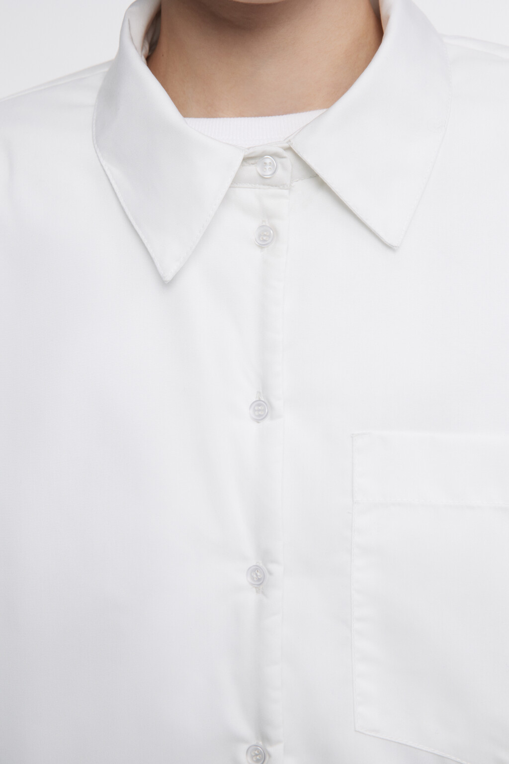 Блузка-рубашка прямая с утеплением - цвет белый - 8