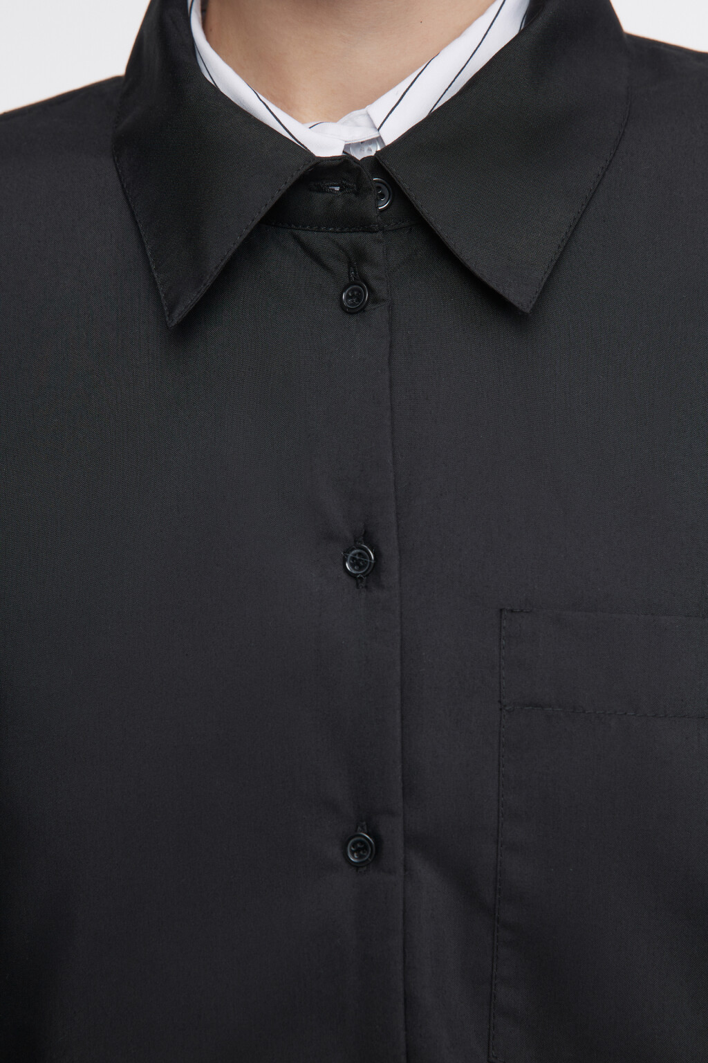 Блузка-рубашка прямая с утеплением - цвет черный - 6