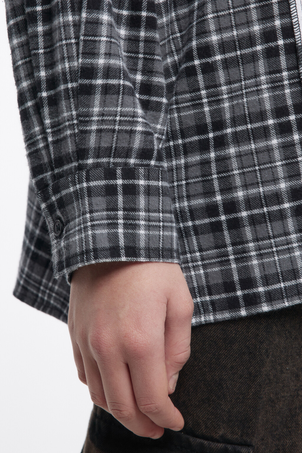 Рубашка oversize клетчатая в стиле пэчворк - цвет черный - 8