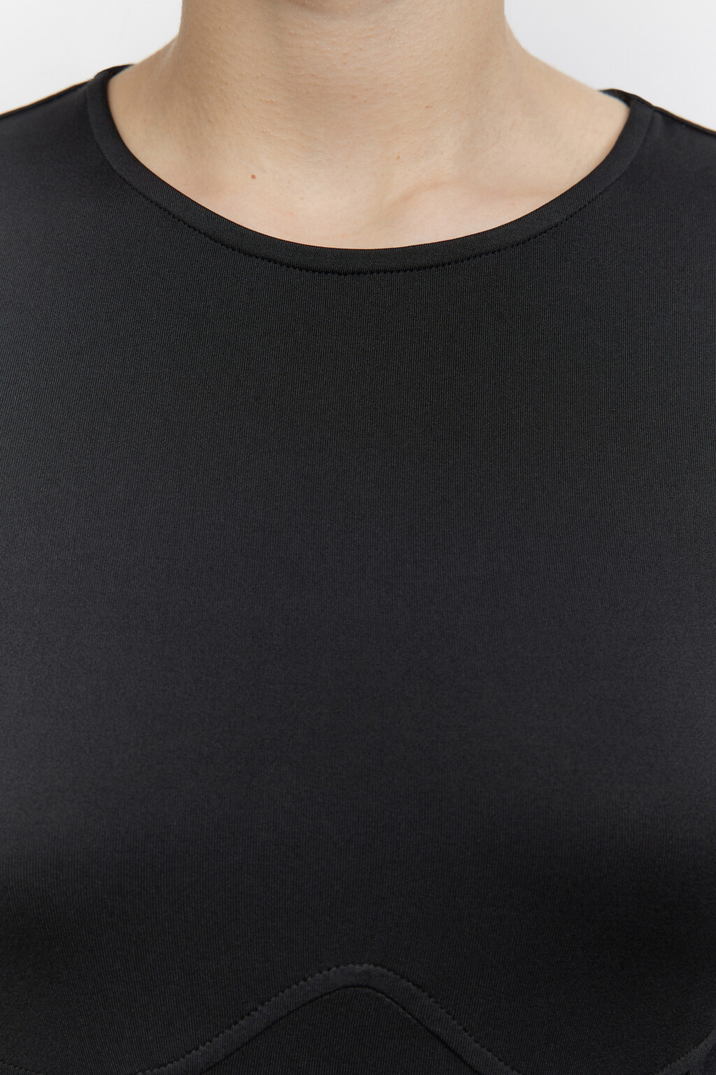 Боди-лонгслив с рельефными швами - цвет черный - 8