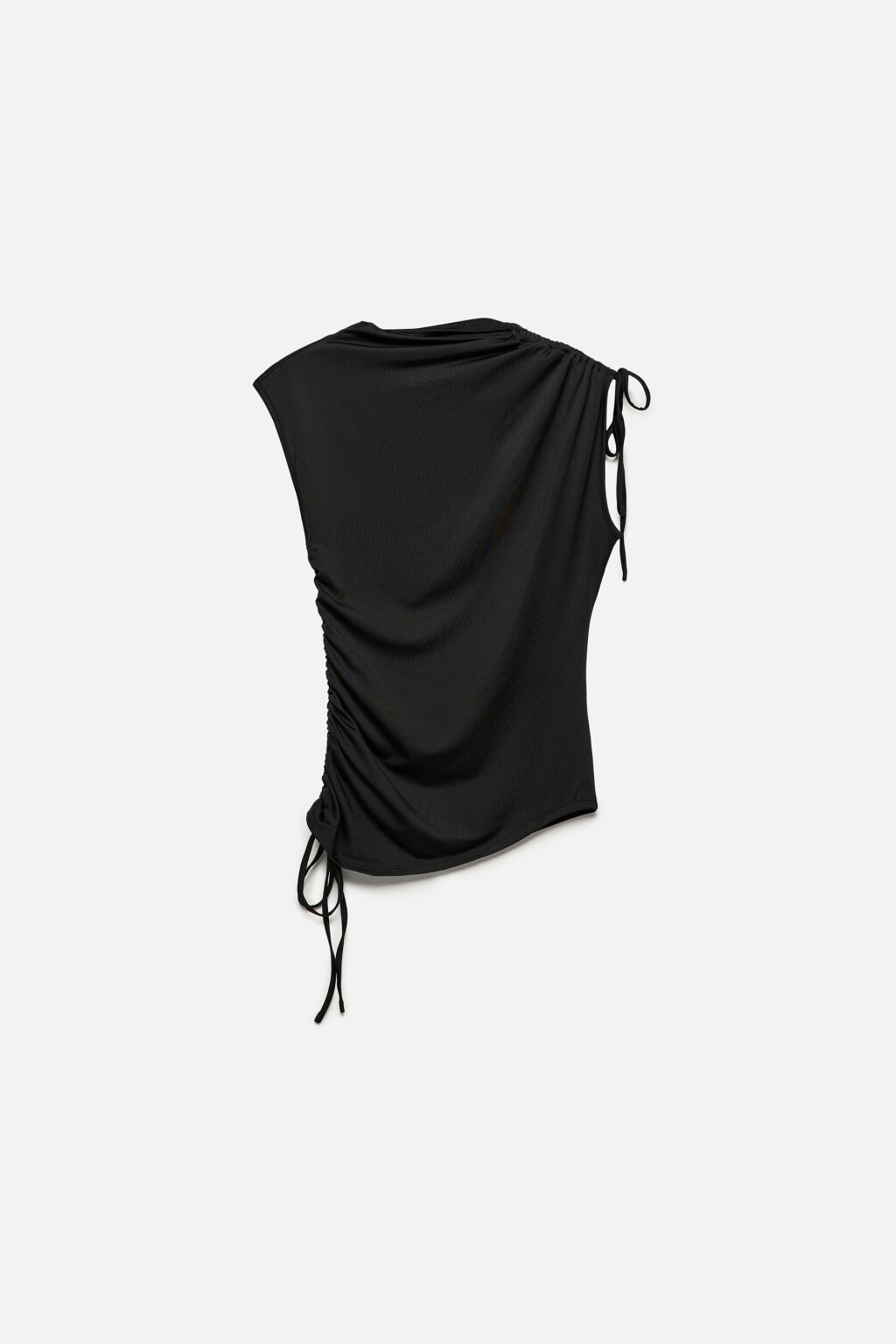 Блузка без рукавов с драпировками - цвет черный - 10