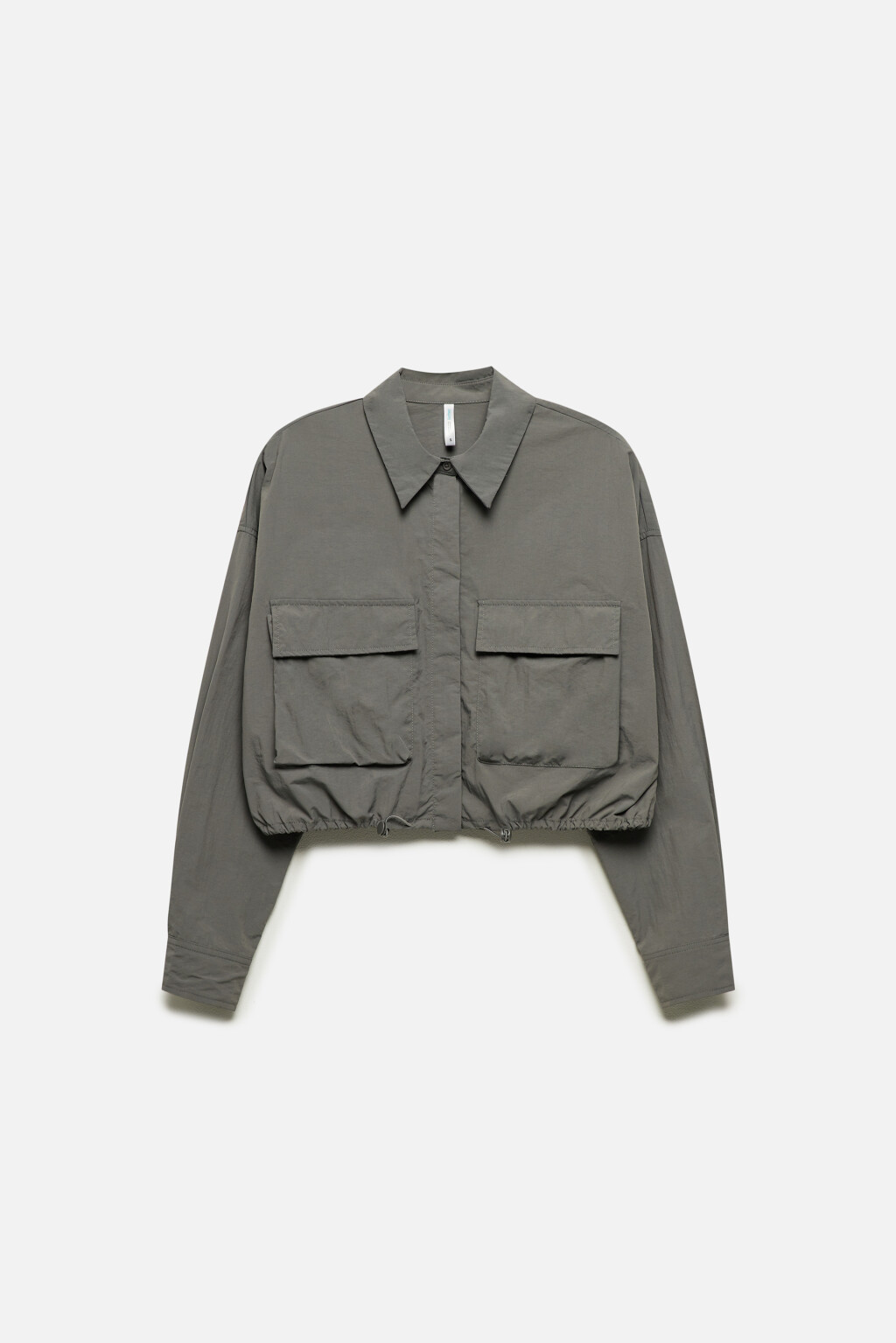 Рубашка укороченная с утяжками по низу - цвет серый - 8