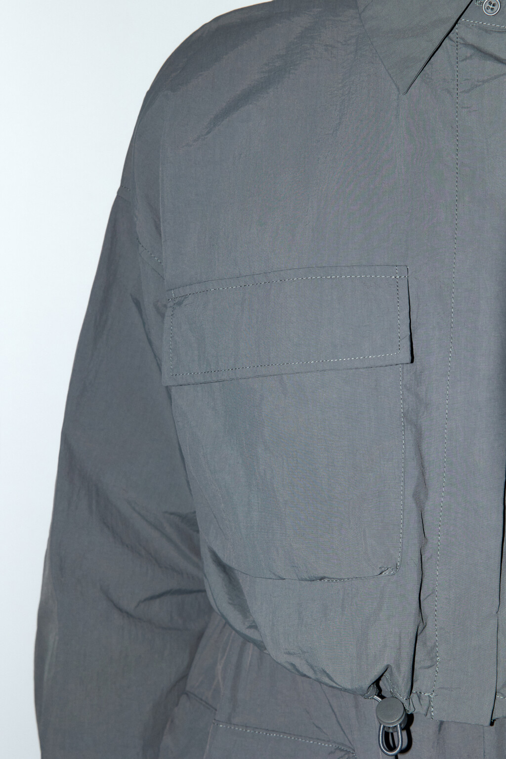 Рубашка укороченная с утяжками по низу - цвет серый - 7