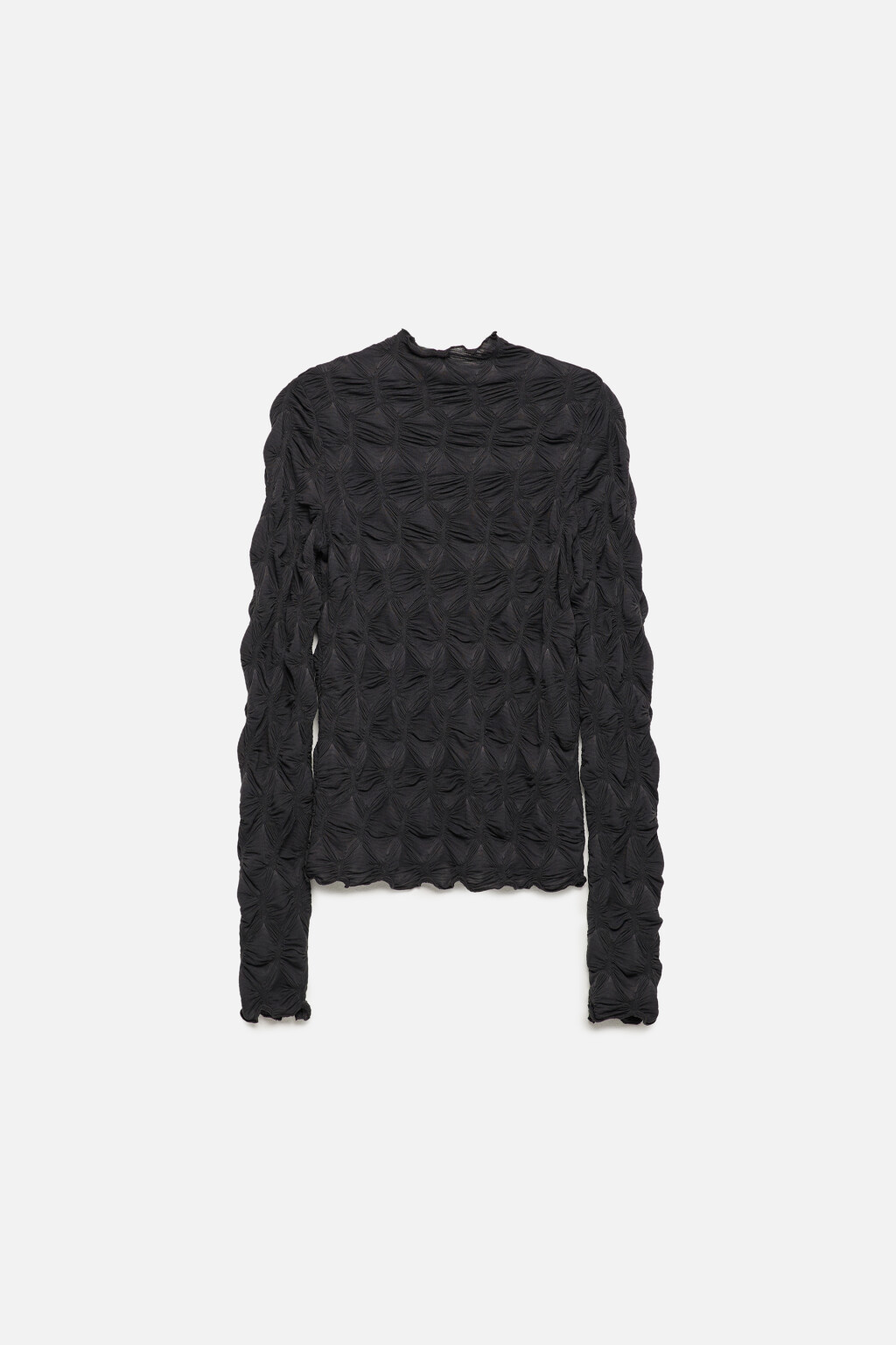 Лонгслив облегающий с жатой фактурой - цвет серый - 8