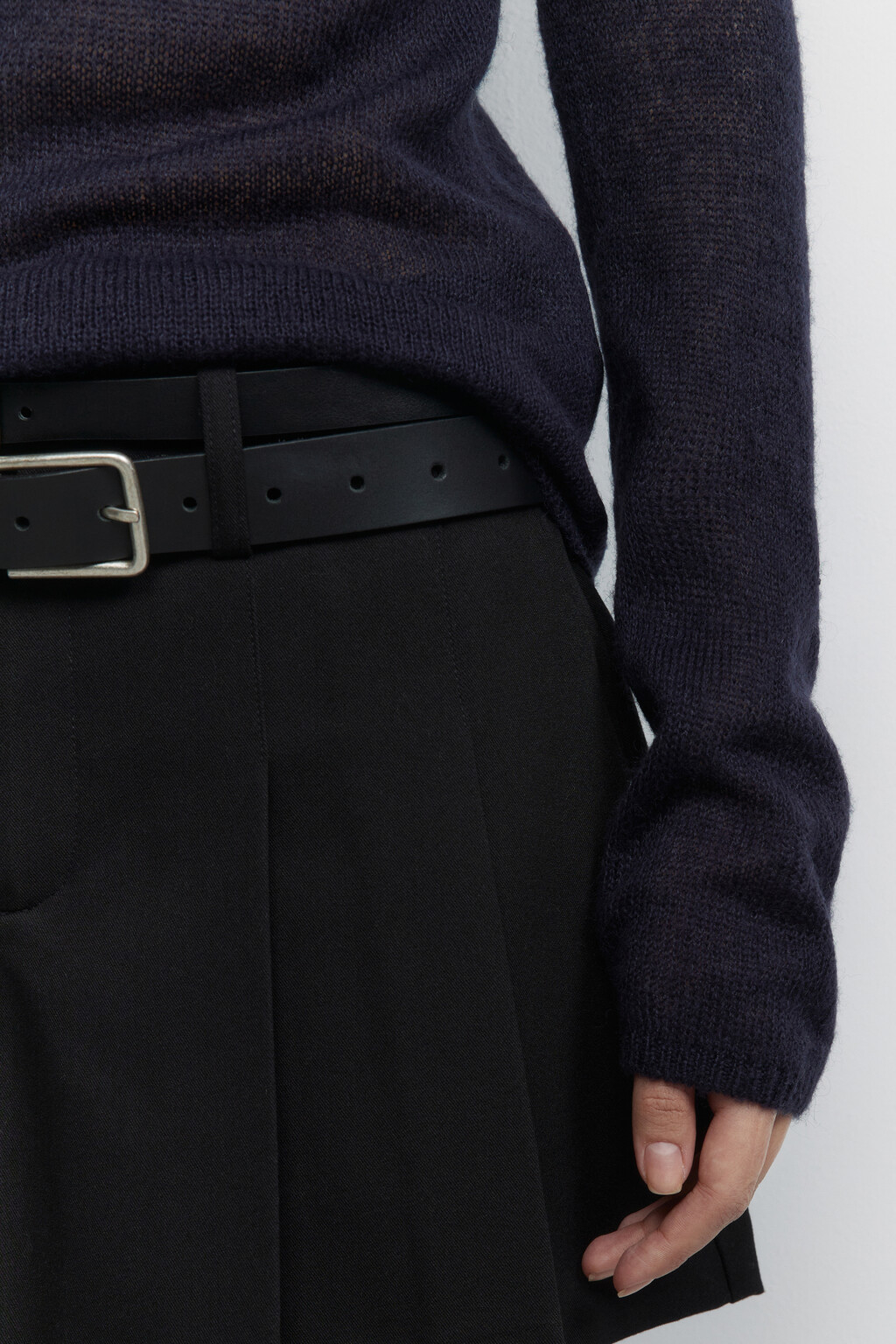 Свитер-водолазка тонкой вязки с шерстью - цвет голубой - 7