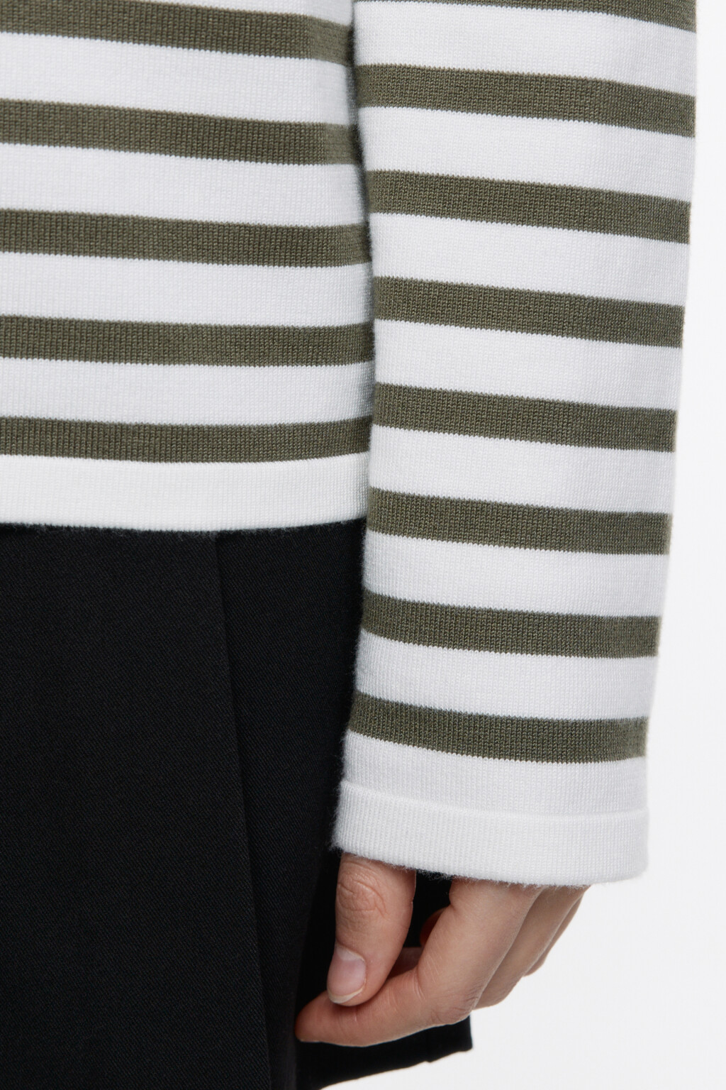 Джемпер тонкой вязки свободный в полоску - цвет зеленый - 7