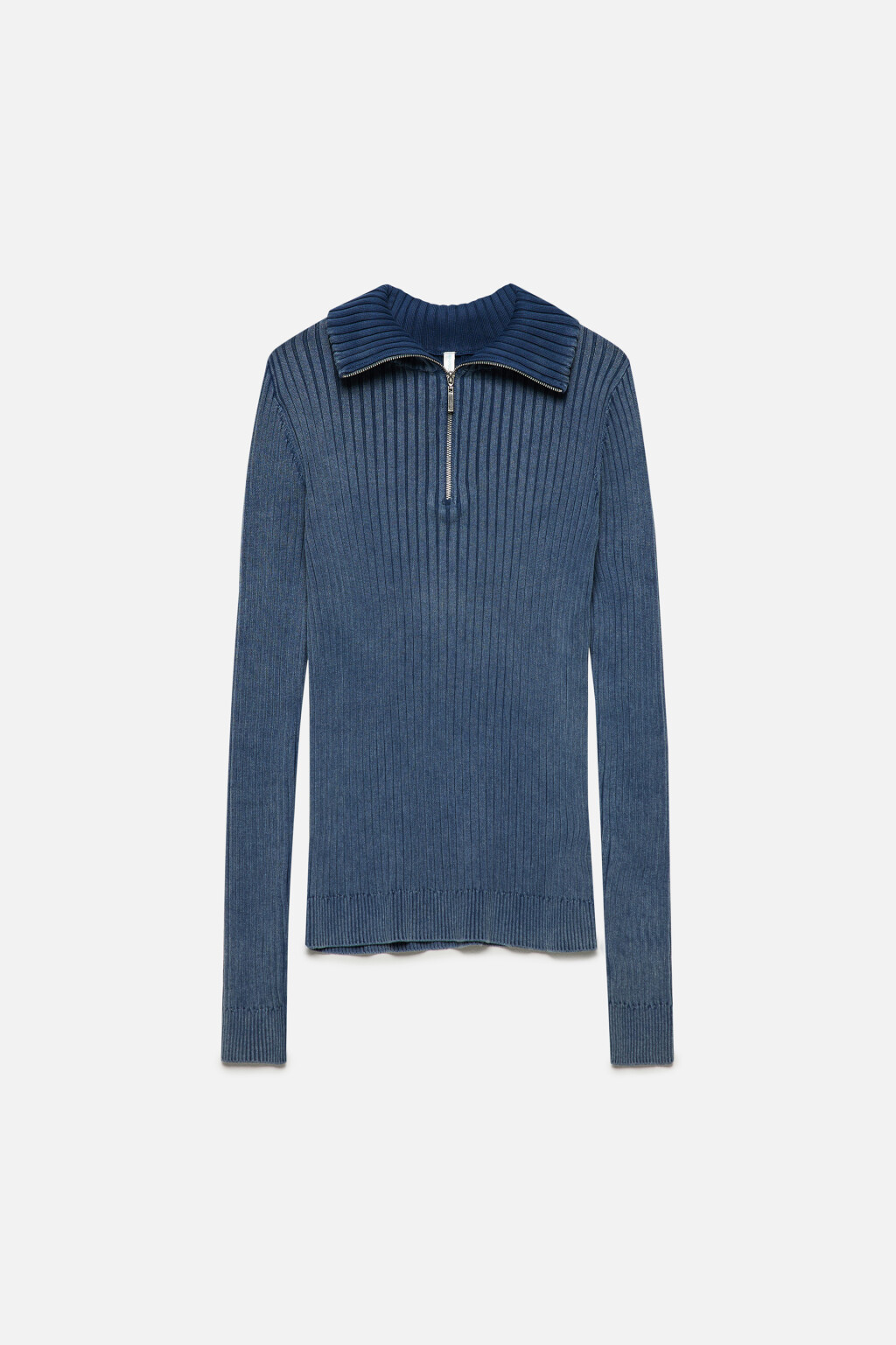 Джемпер в рубчик с воротником на молнии - цвет синий - 7