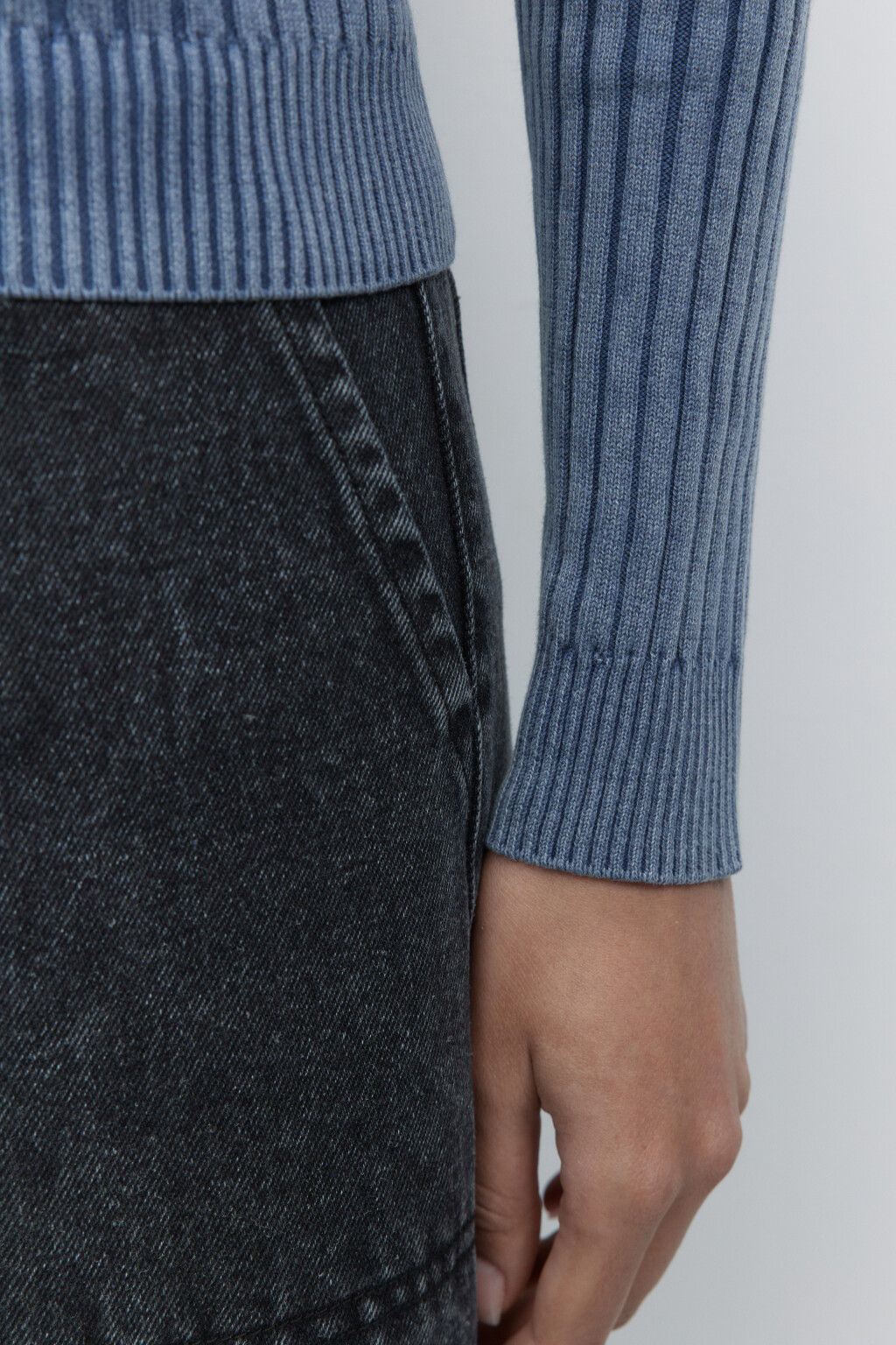 Джемпер в рубчик с воротником на молнии - цвет синий - 6