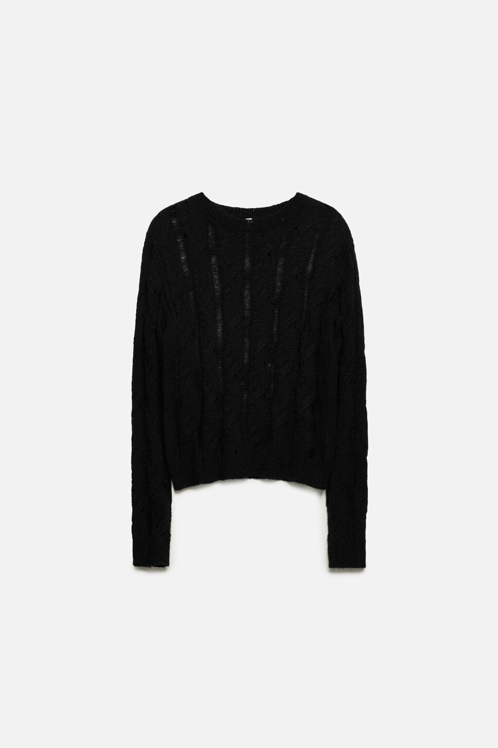 Джемпер ажурный с узором - цвет черный - 8