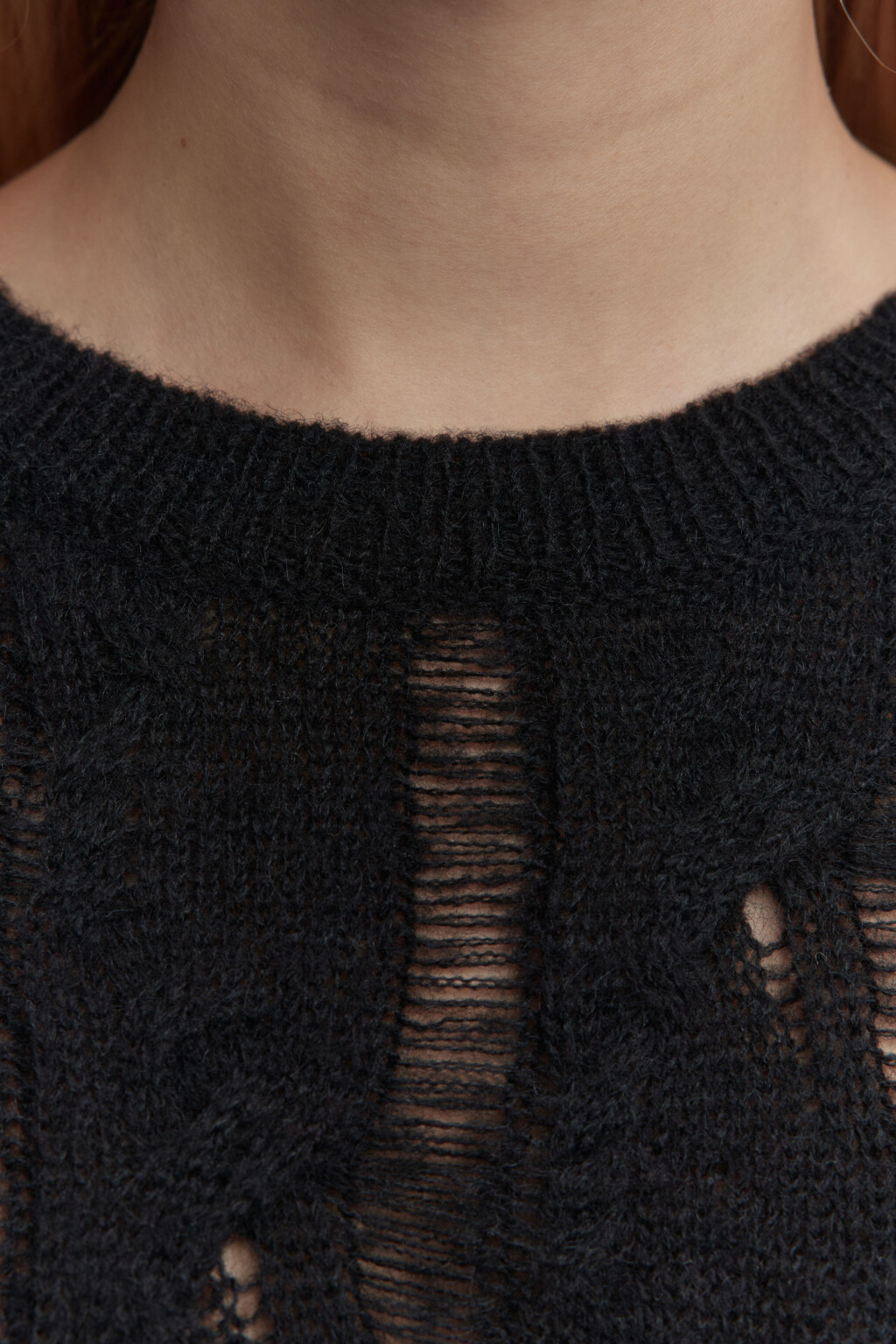 Джемпер ажурный с узором - цвет черный - 6