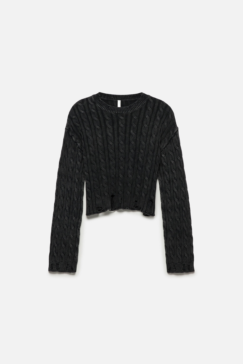 Джемпер вязаный с состаренным эффектом - цвет черный - 8