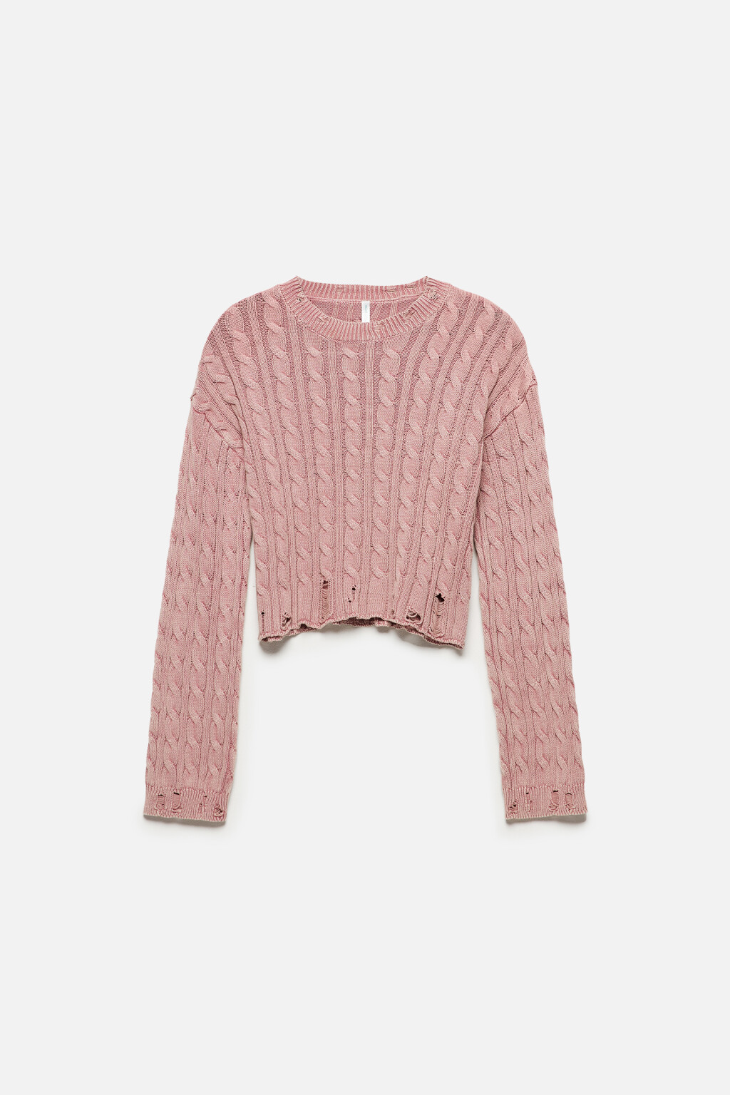 Джемпер вязаный с состаренным эффектом - цвет розовый - 9