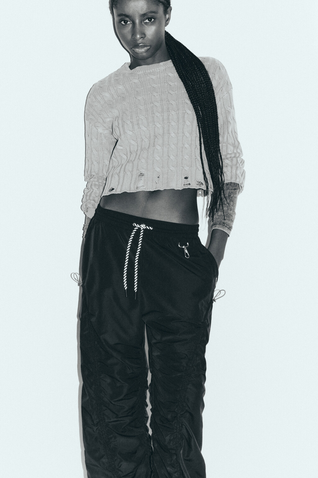 Джемпер вязаный с состаренным эффектом - цвет розовый - 2