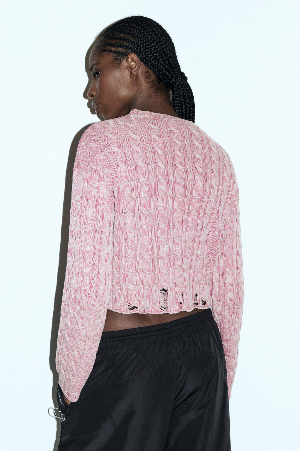 Джемпер вязаный с состаренным эффектом - цвет розовый - 5