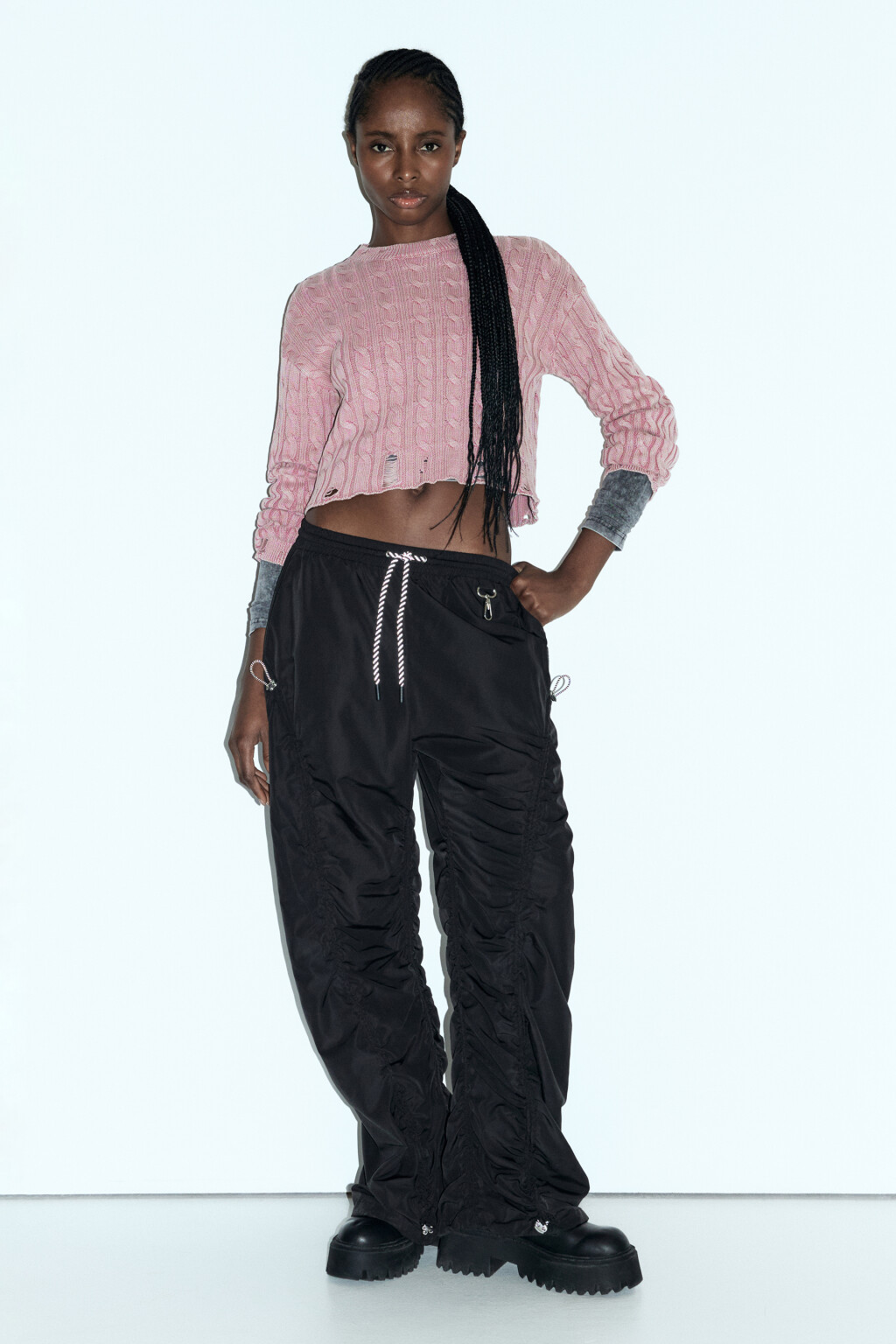 Джемпер вязаный с состаренным эффектом - цвет розовый - 6