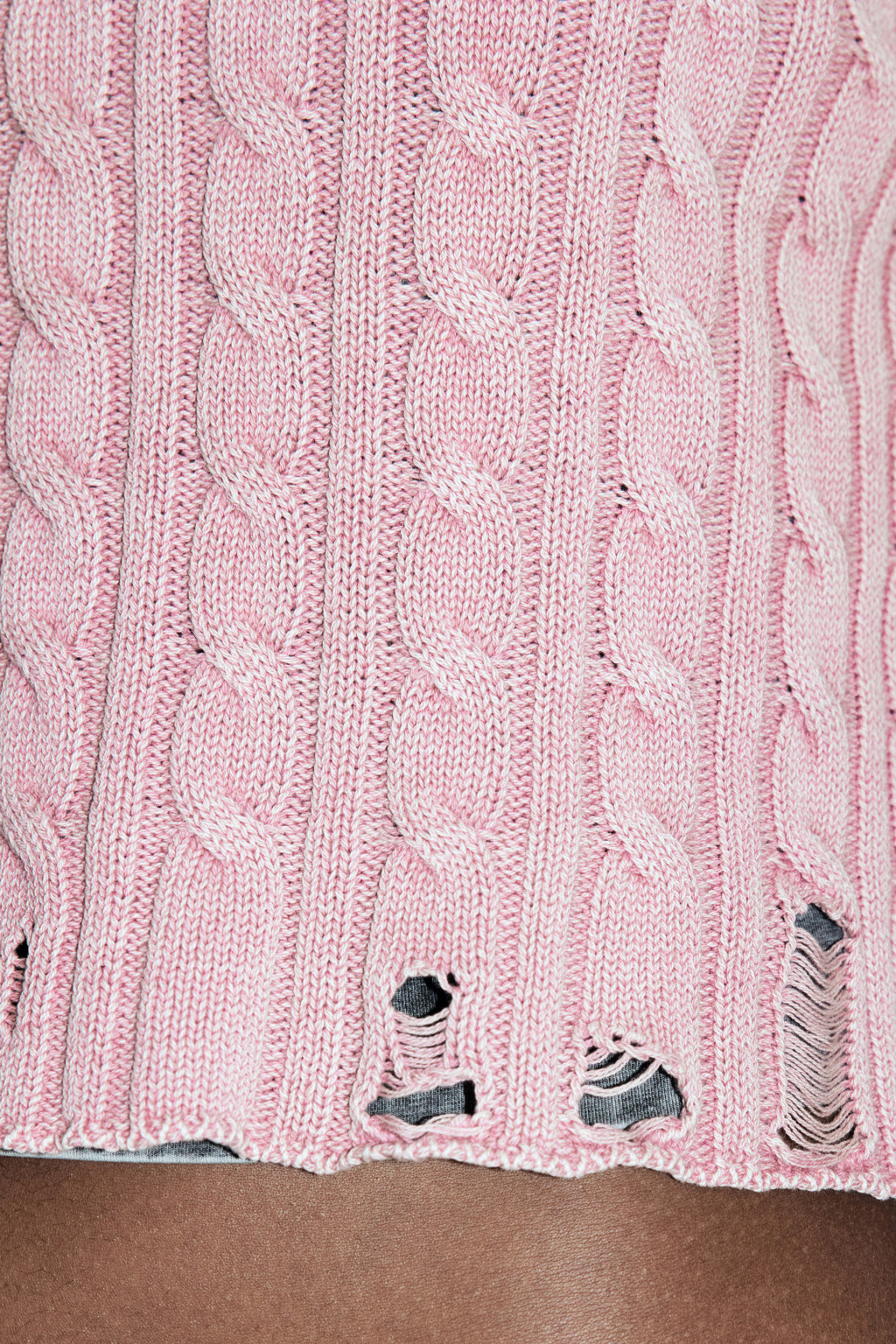 Джемпер вязаный с состаренным эффектом - цвет розовый - 8