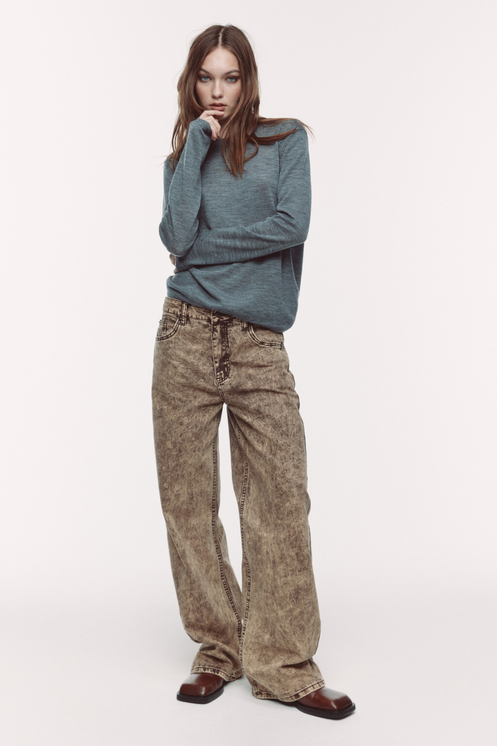 Джемпер тонкой вязки из шерсти мериноса - цвет серый - 1