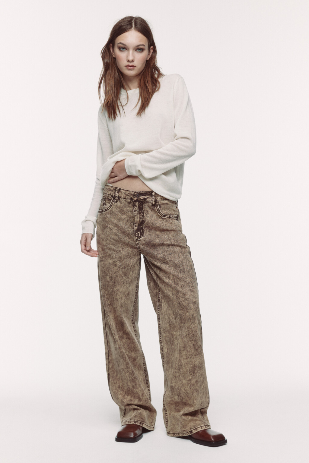 Джемпер тонкой вязки из шерсти мериноса - цвет молочный - 1