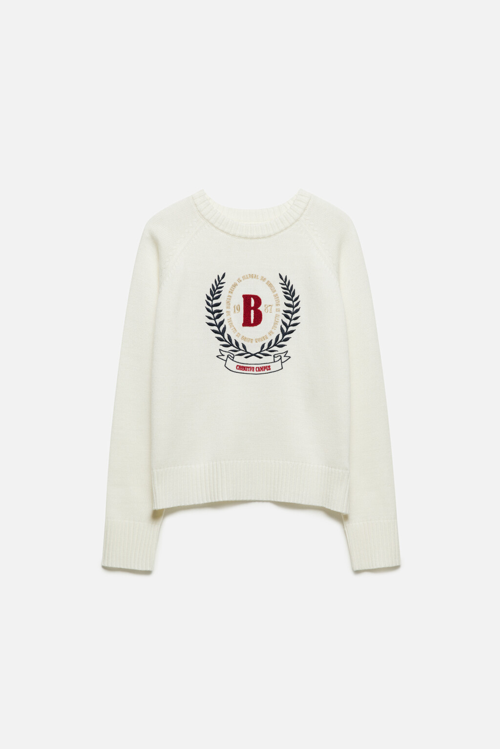 Свитер толстой вязки с принтом - цвет молочный - 9